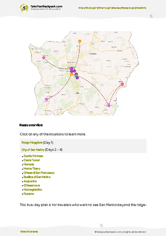 example page 4 from our offline Travel Guide for San Marino